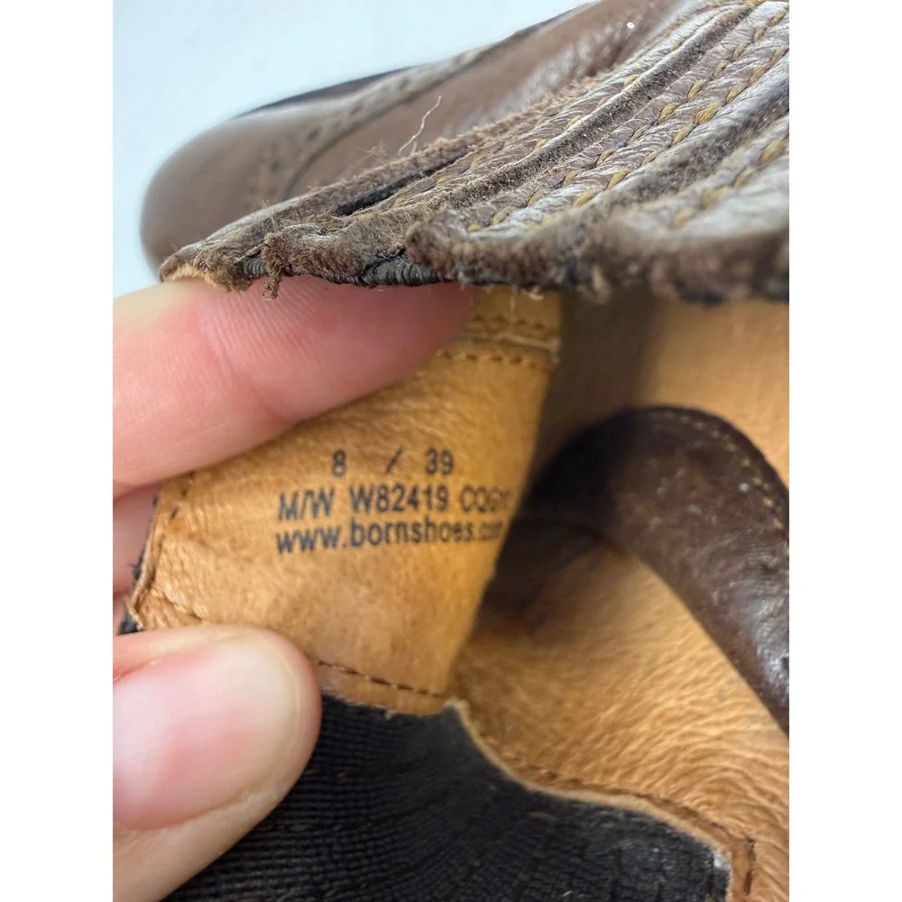 Born Brown‎ Leather Wingtip Shooties Block Heel Ankle Booties W82419 Size 8/39